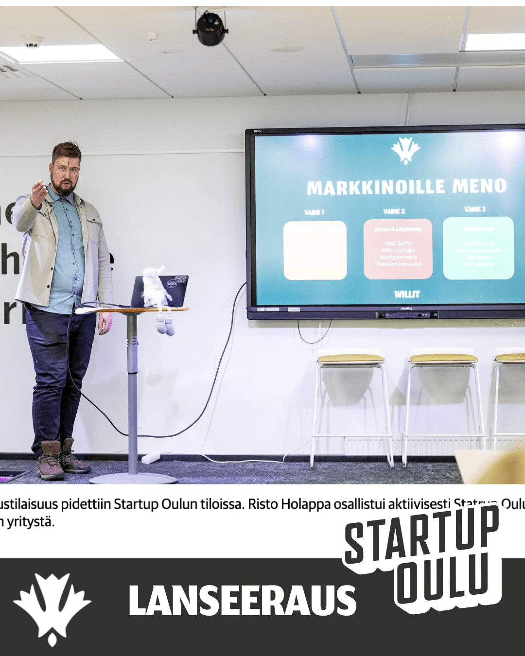 Risto presenting at Startup Oulu launch event